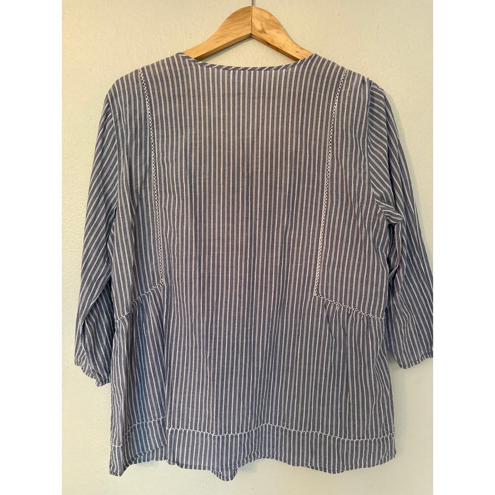 J.Jill Striped Cotton Boho Peasant Style Top - Picture 2 of 10